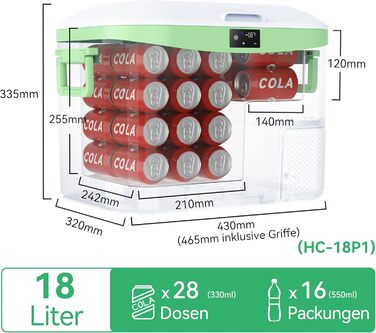 Автохолодильник BINGI 18л портативний 12/24V та 230V, термобокс для авто, кемпінгу, дому (від +15°C до -18°C)