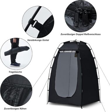 CLIPOP Намет Pop-Up, водонепроникний, легкий, одношаровий, для весняного кемпінгу, простий у встановленні – для пляжу, походів, фестивалів, на відкритий простір, чорний