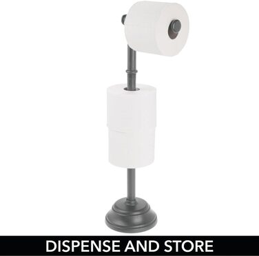 Тримач для туалетного паперу mDesign для трьох рулонів туалетного паперу - позачасовий тримач для рулонів паперу для ванної та туалету-тримач для рулонів туалетного паперу також для рулонів більшого розміру- (темно-сірий)