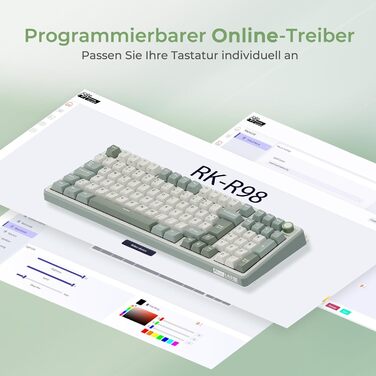 Механічна клавіатура Royal Kludge R98 Pro: 96% Gasket, RGB, NumPad, PBT, Hot-Swap, Creamy Switches (Beige/Cyan)