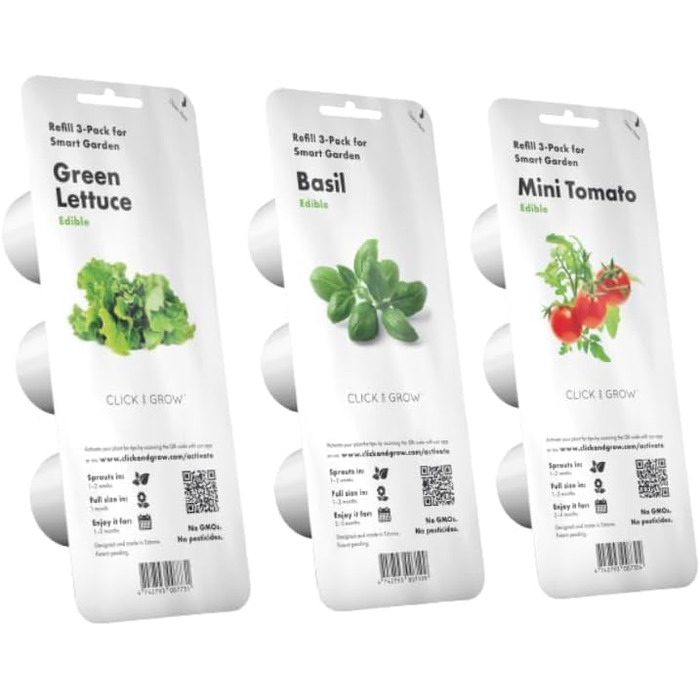 Click and Grow Indoor Garten: Розумний сад для вирощування зелені вдома з LED, 9 капсул (Темно-сірий)