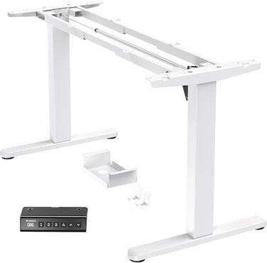 Регульований стіл-рама HUANUO з безщітковим мотором, вантажопідйомність 100 кг, для стільниць 110x200 см (тільки рама, білий)