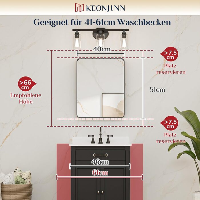 Дзеркало настінне Keonjinn Wand Spiegel чорного кольору 40x50 см з металевим каркасом, прямокутна форма. Підходить для ванної кімнати, вітальні, спальні, коридору.