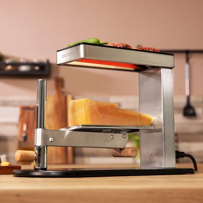 Електричний гриль-рашет Cecotec Raclette Cheese&Grill 6000 з нержавіючої сталі, 600W, регульований термостат, антипригарне покриття