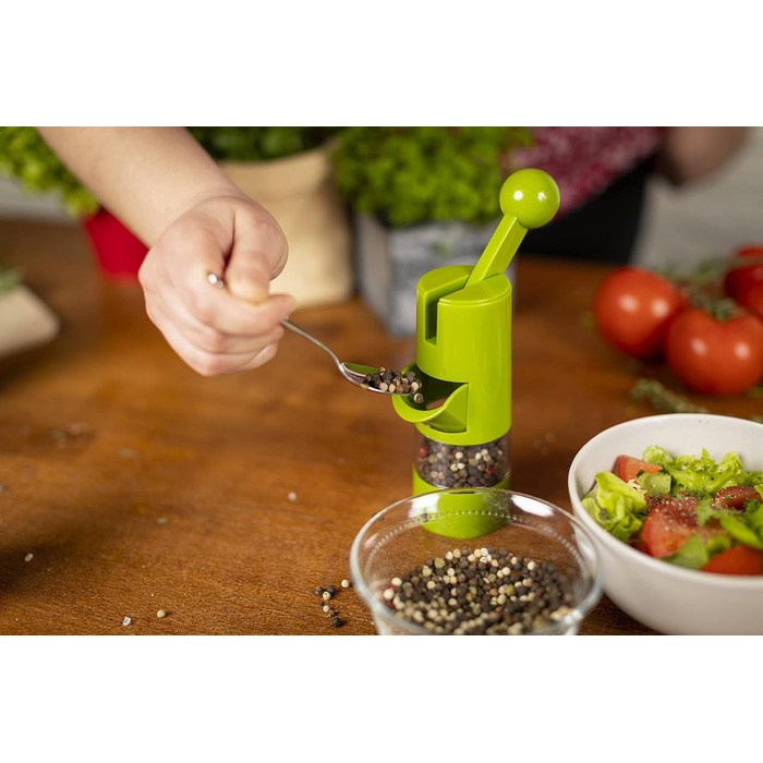 Мельниця для солі та перцю Kuhn Rikon Ratchet, ручна, з регульованим керамічним млинком (зелена)