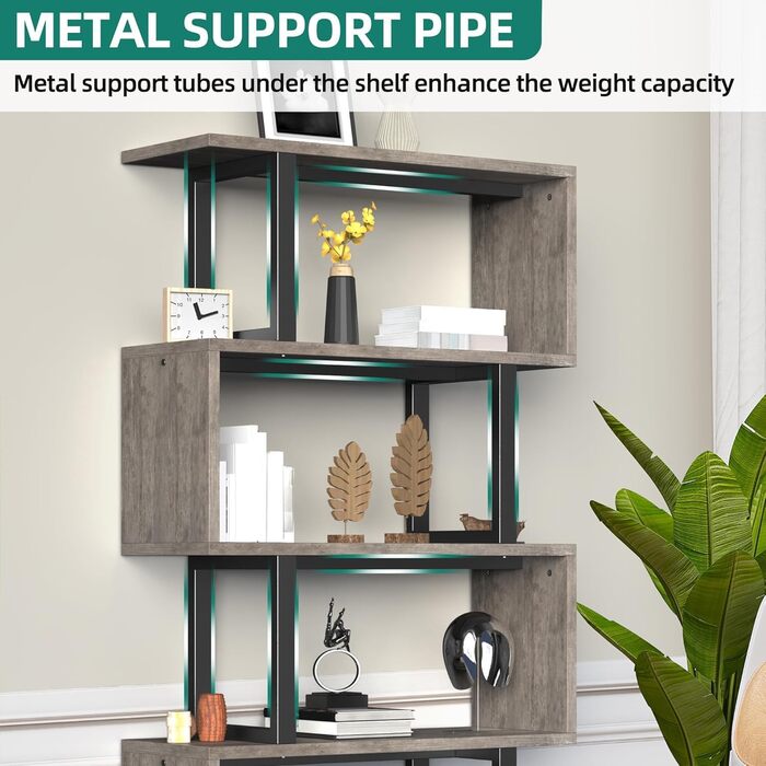 Стильна полиця-стелаж YITAHOME 5-ярусна сірого кольору, 30x80x145 см – для вітальні, спальні, офісу