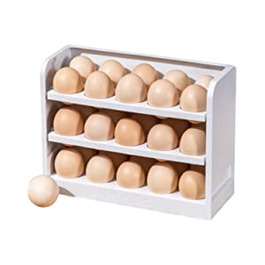 Коробка для зберігання яєць Hpory контейнер для яєць для холодильника, коробка для яєць на 30 яєць, портативний пластиковий 3-шаровий органайзер для яєць