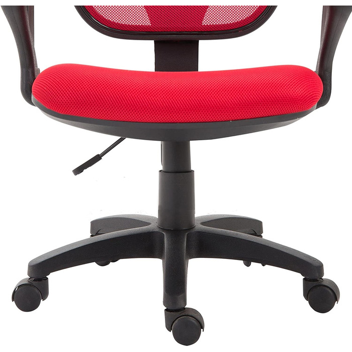 Дитяче обертове крісло IDIMEX, Офісне обертове крісло COOL, 5 подвійних коліщаток, оббивка сидінь, підлокітники, червоного кольору