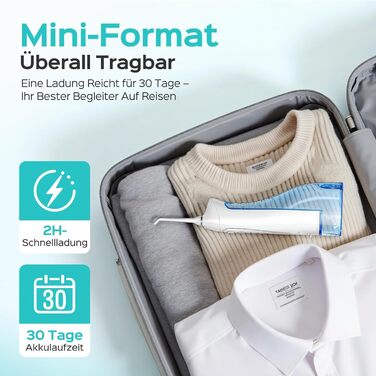 Бездротовий портативний душ COSLUS: 300 мл, IPX7, 5 насадок, для інтенсивного очищення та догляду за порожниною рота, ідеальний для подорожей