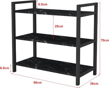 Підставка для взуття Sømna 70x66x36см Тумба для взуття (мармур, чорний)