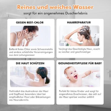 Фільтр для душу MEKO з високим тиском, ручна лійка з 15-шаровою системою фільтрації, шланг 1,5 м, 3 режими, економія води, видаляє хлор, жорстку воду, важкі метали (срібло)