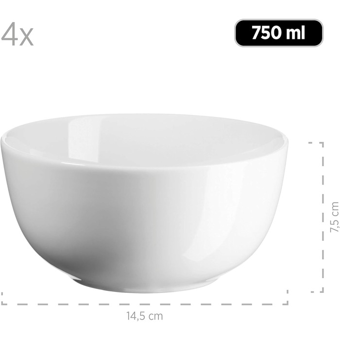 Набір кавових чашок MÄSER Barca (16 шт.) з білого порцеляну, для 6 осіб