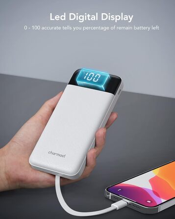 Кабелі, LED-дисплей, 6 виходів, сумісний з iPhone, Huawei, Samsung, 10000mAh, USB C, 4