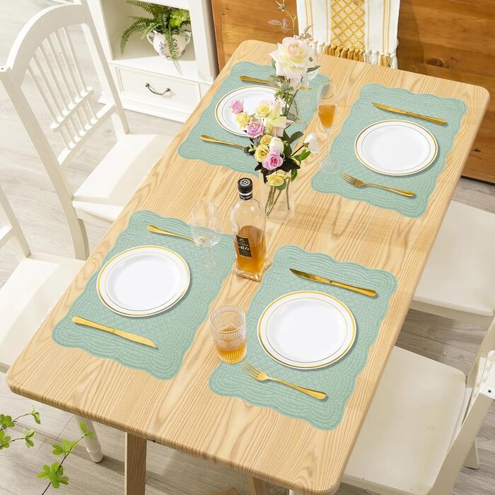 Підставки під тарілки MABOZOO, 6 шт., бавовна, миючіся, для кухні та обіднього столу, зелені