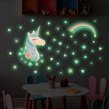 Наклейки на стіну в дитячу кімнату у вигляді єдинорога, зірок, веселки