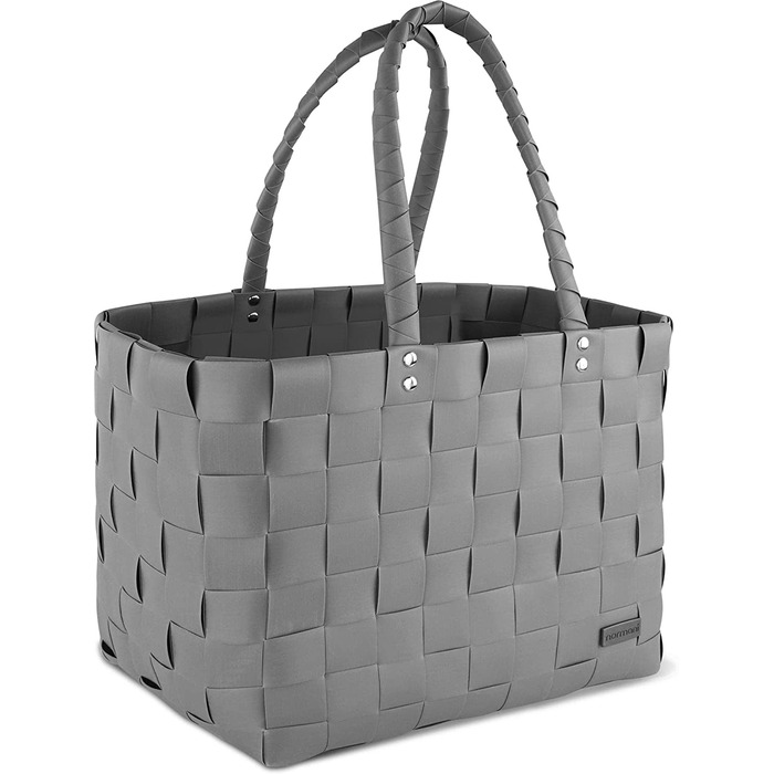 Сумка для покупок Normani Shopper плетена, пластикова, міцна, вінтажний стиль, 38x25x28см, антрацит