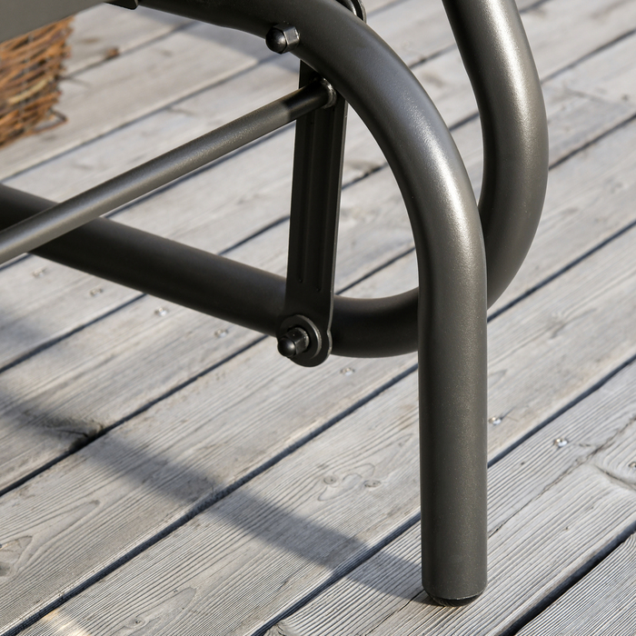 Крісло-гойдалка для саду з металу, крісло-гойдалка з підлокітниками та спинкою, садова гойдалка до 120 кг, вуличний розслаблюючий стілець для балкона, саду, тераси, чорного кольору.