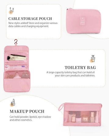 Набір органайзерів для подорожей Anjing (11 предметів), водонепроникні пакувальні куби для валізи, компактний органайзер для одягу в дорогу, рожевий