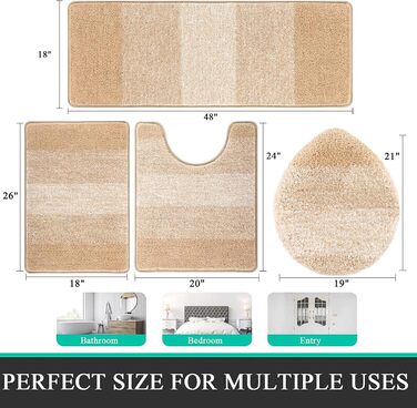 Набір килимків для ванної кімнати Bsmathom, 4 шт., з кришкою для унітазу, м'які, швидковисихаючі, нековзні, машинного прання, килимки з U-подібною контуром, килимок для унітазу, помаранчевий (Sunset Chevron) 18'x26'+18'x48'+U20'x24'+Cover19'x21'