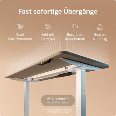 Стол Desktronic Homeone з регулюванням висоти, 160x80 см – електричний, з USB-портами, чорно-білий