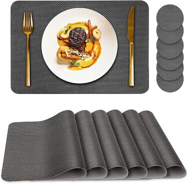 Набори серветок на стіл 6 шт. чорного кольору, миючі підставки під тарілки, серветки для дітей, осінні серветки, серветки зі штучної шкіри, підставки під тарілки