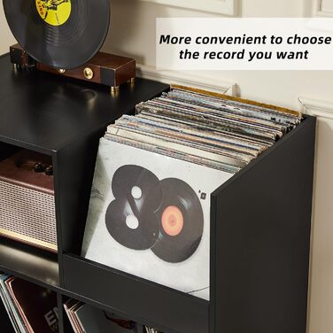 Підставка для платівок на 300 альбомів з полицею для зберігання, чорна