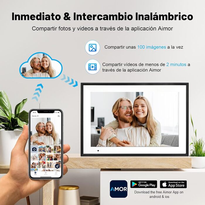 Цифровий фоторамка WiFi 10,1 дюйма, IPS HD сенсорний екран, 32GB, автоматичне обертання, підключення з будь-якого місця, чорний