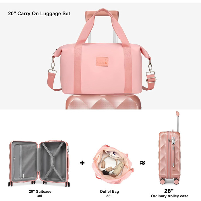 Набір валіз Sea Choice Hardschalen Trolley: 5шт (55/65/76 см), TSA-замок, рожеве золото