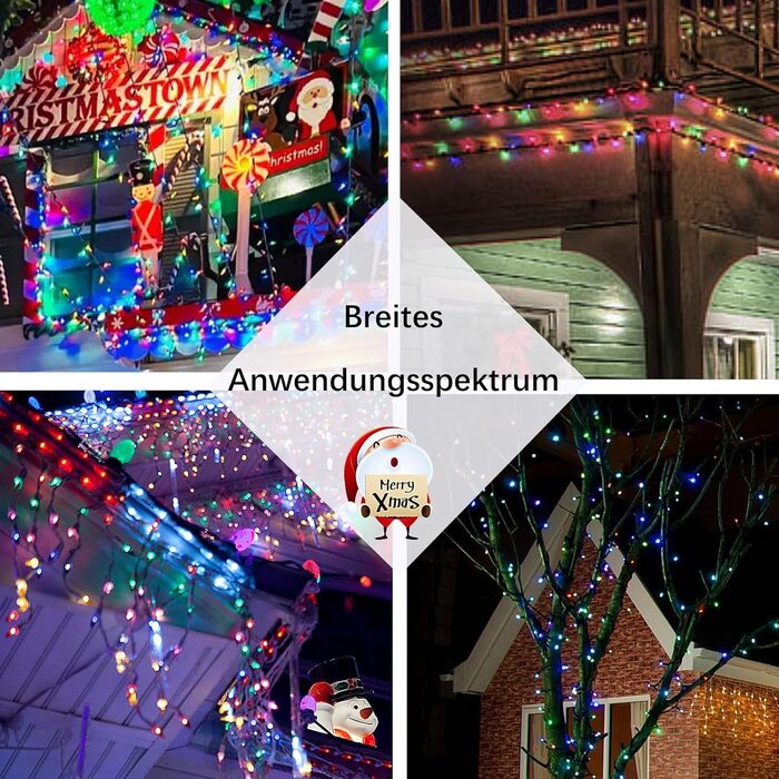 Ланцюжок прикрас Hopelit з 50 LED, 5 метрів: святкова гірлянда на батарейках з таймером, 8 режимів, для декору саду, вечірки, ялинки (водостійка, кольорова)