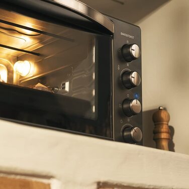 Конвекційна піч Cecotec 46 літрів Bake&Toast 4600 White Gyro. 2000 Вт, внутрішнє освітлення, 12 функцій, температура до 230º, подвійне скло, з поворотним шампуром, білий (чорний, 45л)