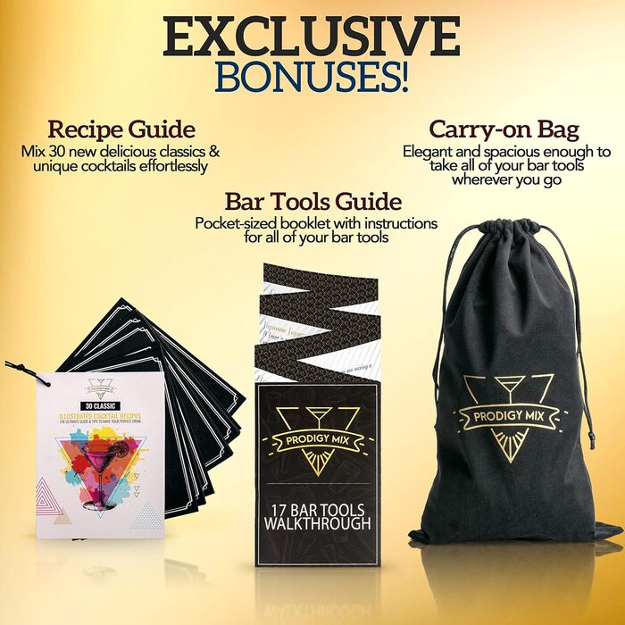 Набір бармена Elite Mixology: Шейкер Boston 20 предметів з підставкою, з нержавіючої сталі. Комплект для приготування коктейлів, барменський аксесуар, рецепти в подарунок