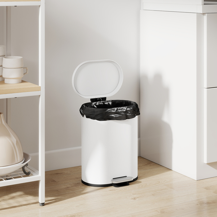 Відро для сміття 12 л з педаллю, внутрішнім відром, м'яким закриттям кришки, біле (30 x 25,5 x 37,5 см)