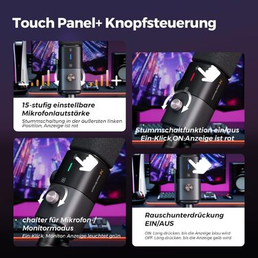 Конденсаторний мікрофон NearStream AM25X з підставкою, USB/XLR, для подкастів, стрімінгу, студії та ігор (PC/PS5/PS4), з функцією моніторингу та шумозаглушення