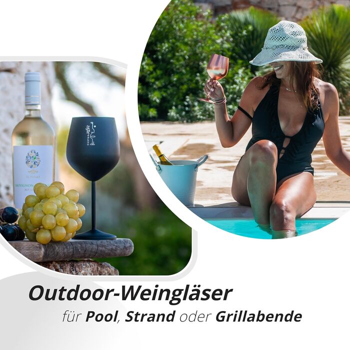 Набір келихів для вина зі стебла з нержавіючої сталі (2 шт.) - 540 мл, для вечірок, свят, шампанського та коктейлів