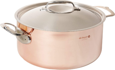 De Buyer Prima Matera 28 cm / 8L Copper Induction Stockpot with Lid (6242.28)