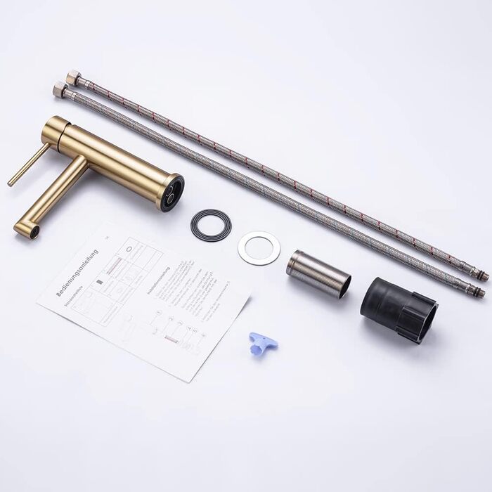 Змішувач для ванної кімнати ONECE з висотою виливу 105 мм, однорегуляторний, з нержавіючої сталі, з висувним аератором (золотий)