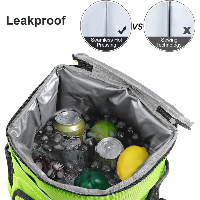 30L Рюкзак-холодильник великий, витокостійкий ізольований рюкзак для пікніка для чоловіків та жінок, термо-холодильник для пляжу, кемпінгу, відпочинку на природі, риболовлі, зелений