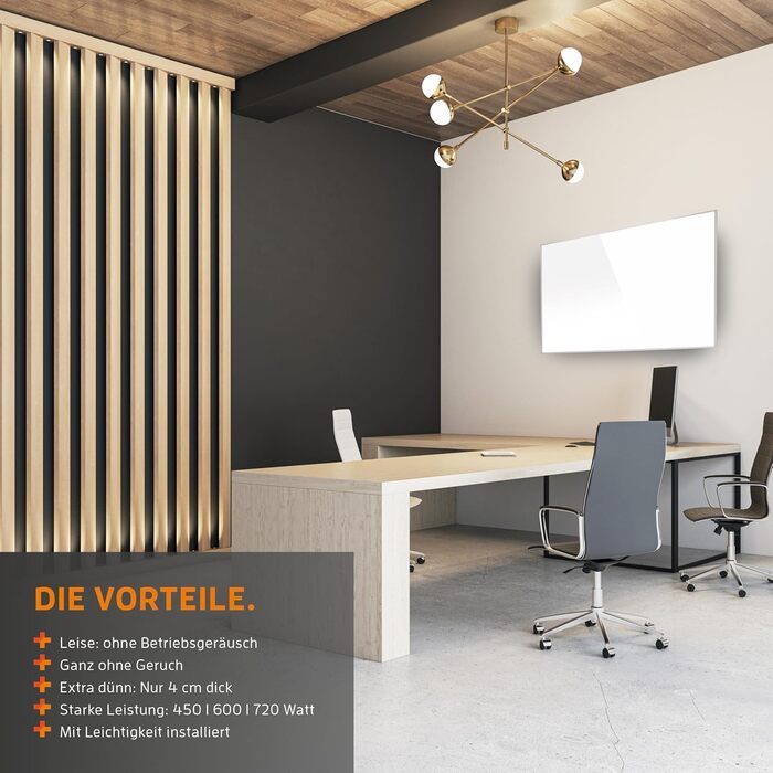 Інфрачервовий обігрівач KAISER® 450W з LCD-дисплеєм - панельний обігрівач для дому, офісу та ванної кімнати. Можливість настінної/стельової/мобільної установки, термостат, пульт ДУ, енергозберігаючий.