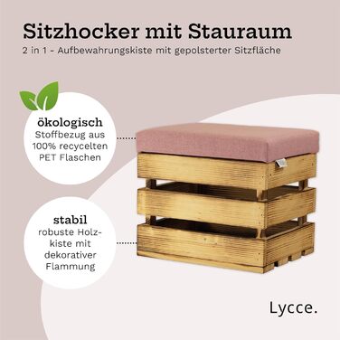 Табурет з лікчем для зберігання, полум'яна дерев'яна коробка, м'яка кришка, 35 л, рожевий
