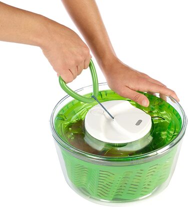 Вращатель для салату Cyliss E940017, пластик, сушарка для салату, включаючи салатницю, технологія Aquavent, (зелений, великий, Easy Spin 2)