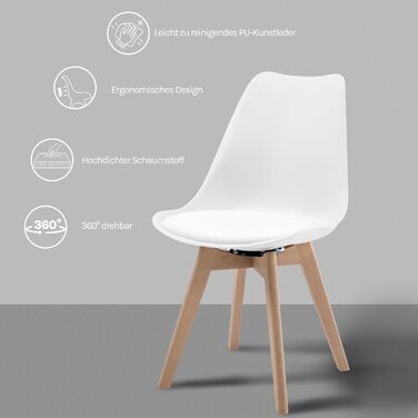 Стільці для їдальні WOLTU, набір 2 шт, з обертанням, з масиву дерева та штучної шкіри, до 100 кг, сучасний дизайн