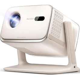 Aurzen Boom Mini 4-в-1 Smart Beamer з Google TV, 4K, проєктор для дому та на вулицю, 20W Dolby Audio, 500 ANSI, ToF автофокус, корекція трапеції, Wi-Fi/Bluetooth, підтримка смартфонів (кремовий)