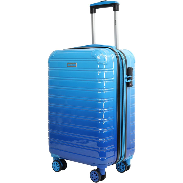 Ручна поклажа, що розширюється, - Візок для валізи з твердою оболонкою - Легка дорожня валіза ручна поклажа з ABSPC із замком TSA - Валіза з 4 обертовими колесами - Валіза на коліщатках () (синя, M (ручна поклажа))