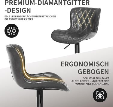 Барні стільці Youhauchair 3 шт., шкіряні, регульовані по висоті, з підніжкою та спинкою, сірі