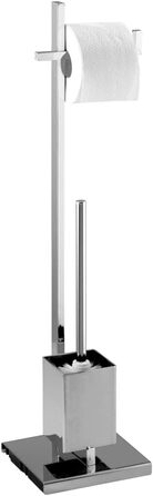 Набір для стоячого унітазу WENKO Quadro - тримач для щітки, квадратна труба, сталь, 23,5 x 72,5 x 18,5 см, хром