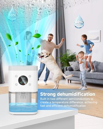 Електричний осушувач повітря 1800 мл, тихий, з функцією автоматичного відтавання, очищення повітря та захист від вологи, для спальні/ванної кімнати - білий