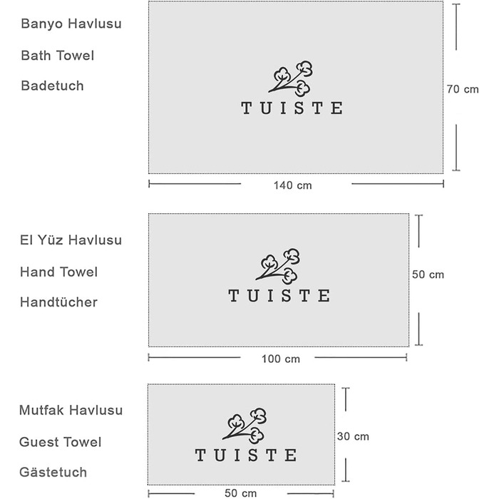 Набір рушників tuiste сіро-бірюзовий / 100 бавовна махрові рушники набір з 8 шт. / 2 комплекти банних рушників, 4 рушники, 2 гостьових рушники