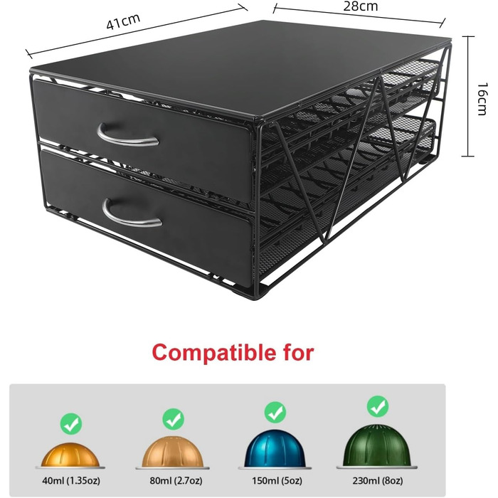 Тримач для капсул Nespresso Vertuo: органайзер для 80 капсул, металева висувна шухляда для кухні та офісу