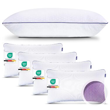 Подушка Mister Sandman 40x80 см, 4 шт. - Ортопедична подушка для шиї з Memory Foam та Honeycomb GelFlex Grid, дихаюча та пральна, для тих, хто спить на боці, спині та животі