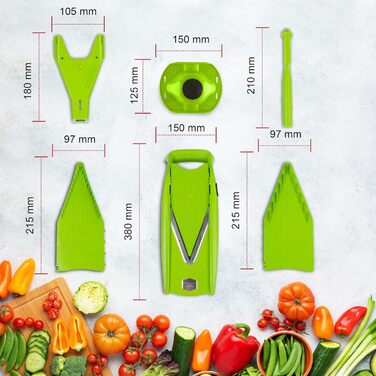 Подібна слайсерка для овочів та фруктів аксесуари - 8 режимів нарізки - кухонна слайсерка (зелена), 5 Vegetable Slicer Plus Set (7 шт.